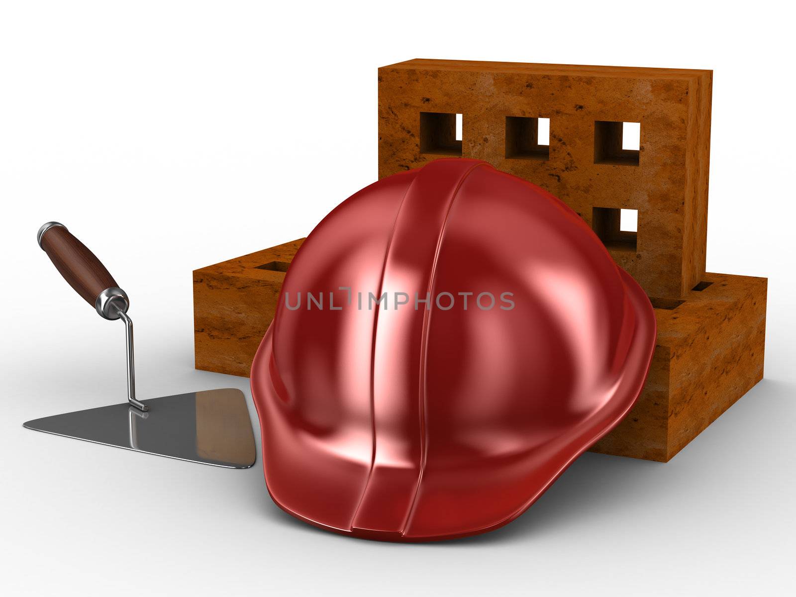 building concept on white background. Isolated 3D image