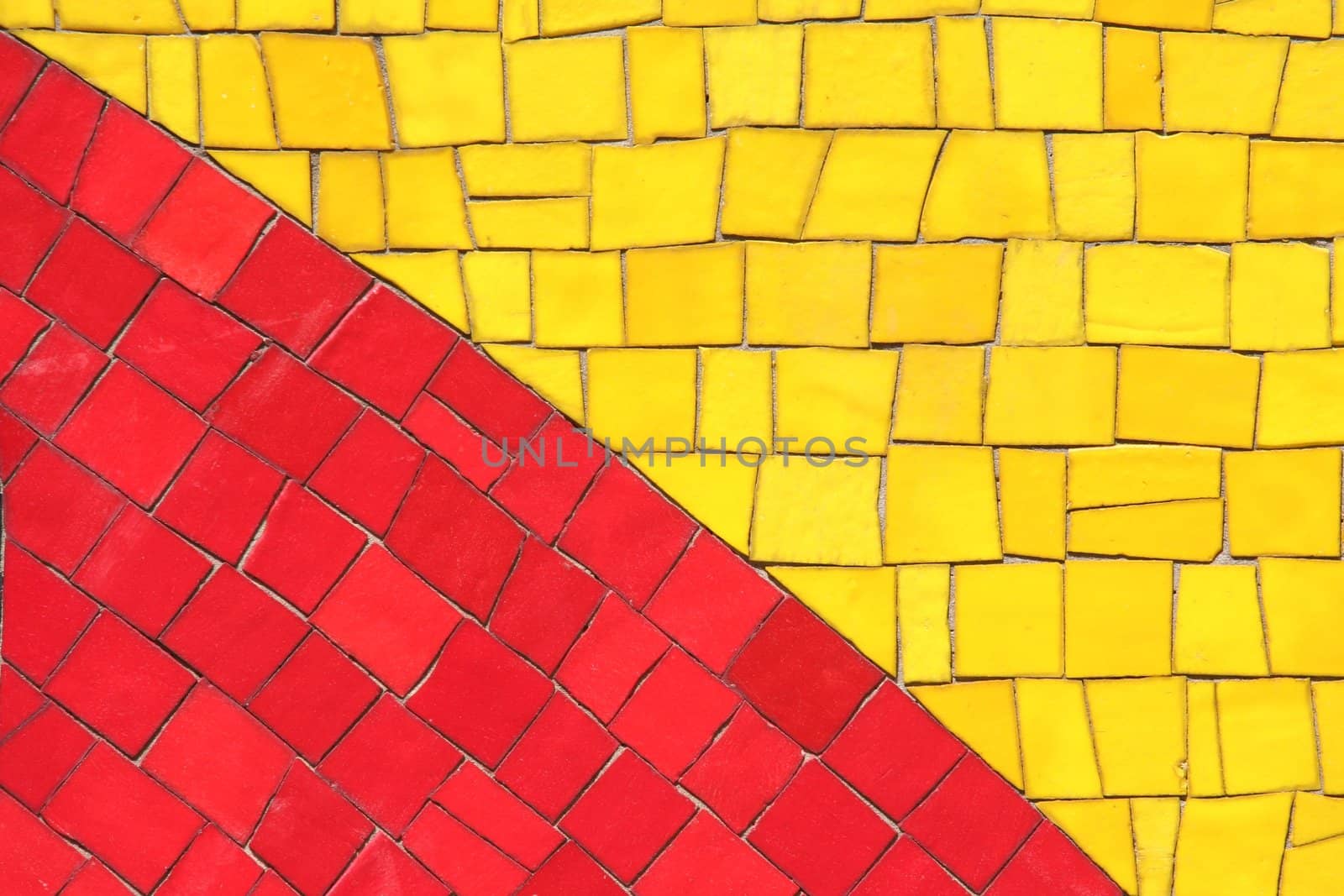 Red and yellow mosaics tiles background