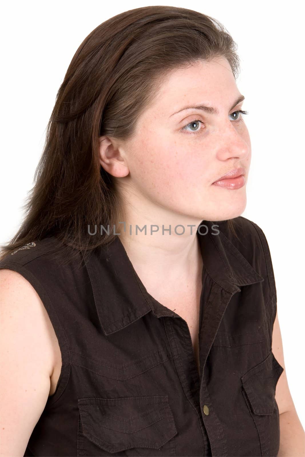 Portrait. Beautiful woman on a white background