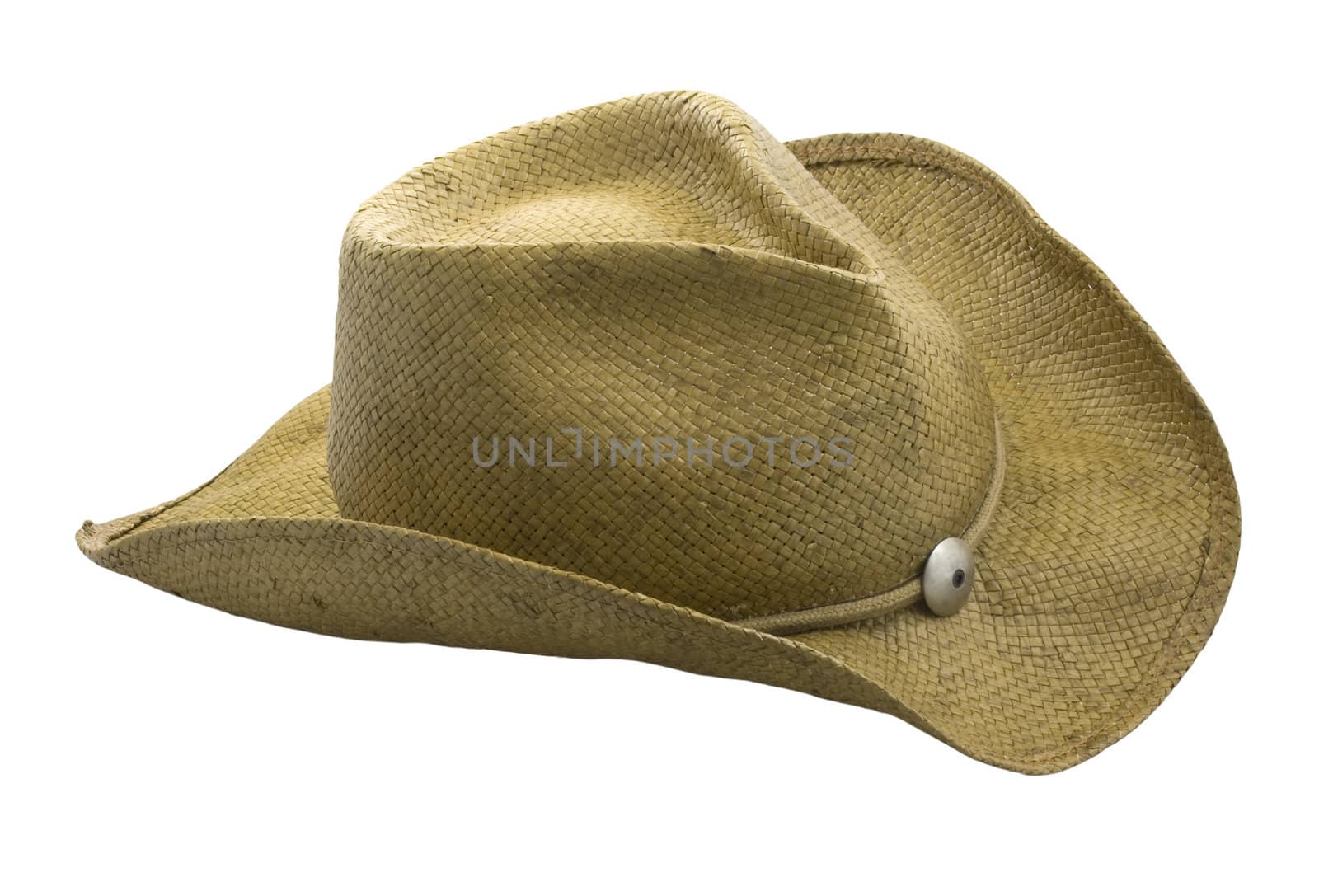 western style straw hat isolated on white. clipping path included