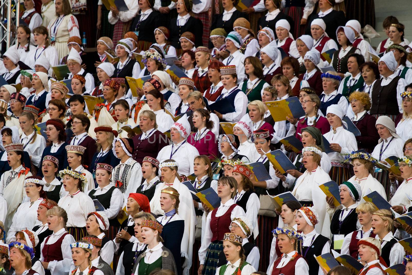 Grand choir at Song festival opening concert in Riga by ints