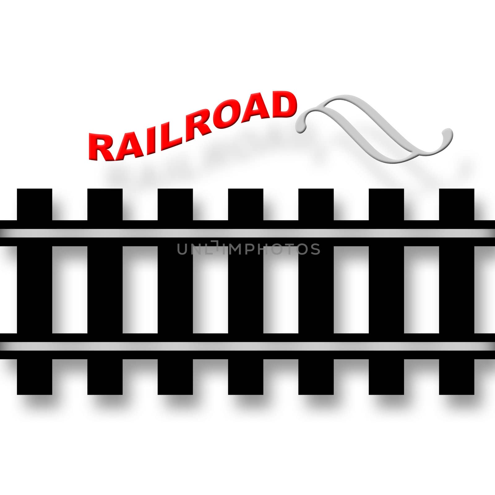 Railroad emblem with rails and inscription over white background