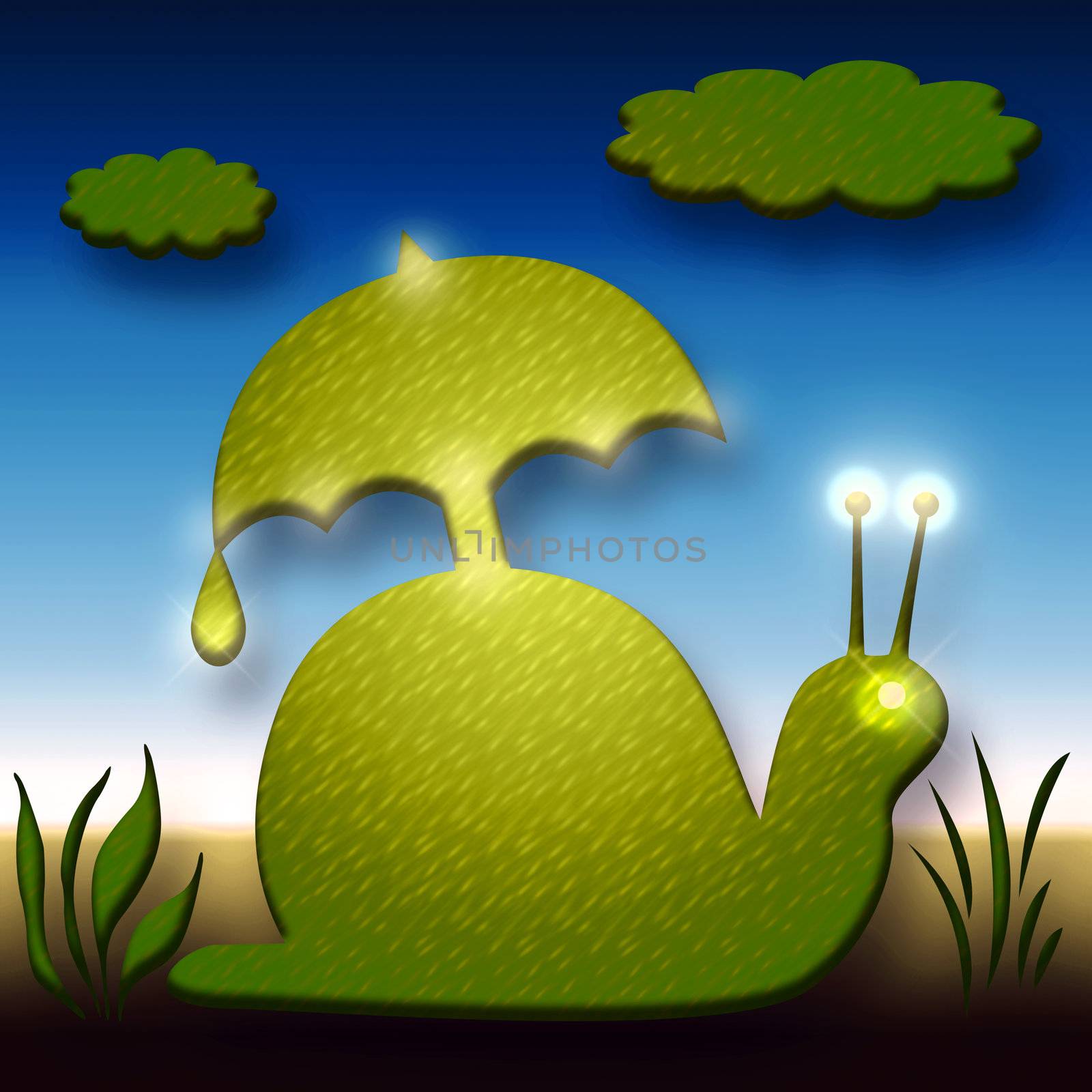 Snail with Umbrella Funny Decorative Illustration