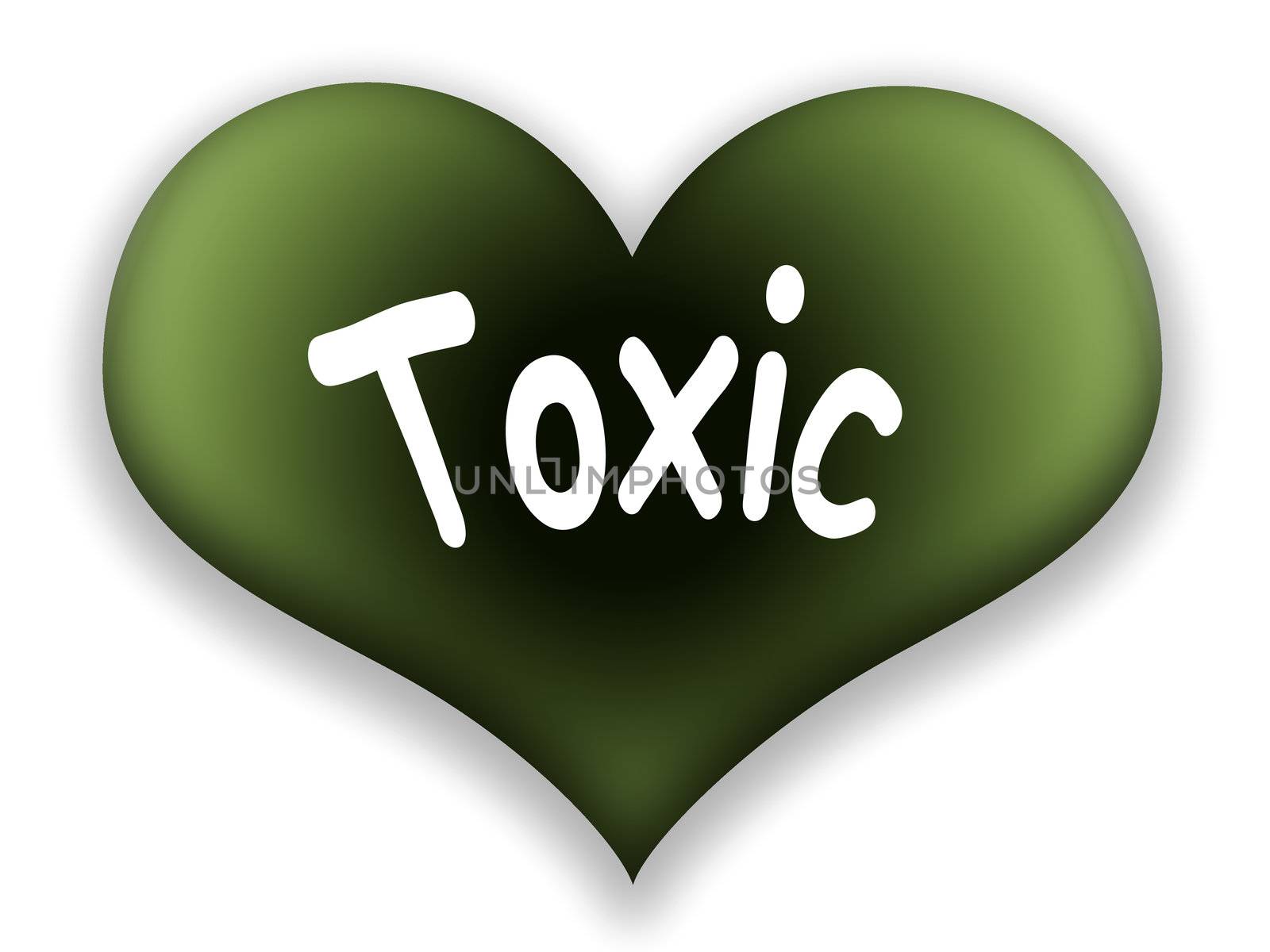 Green Toxic Heart Symbol over White Background