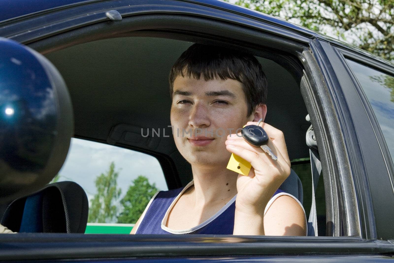 Young man just passed driving test 