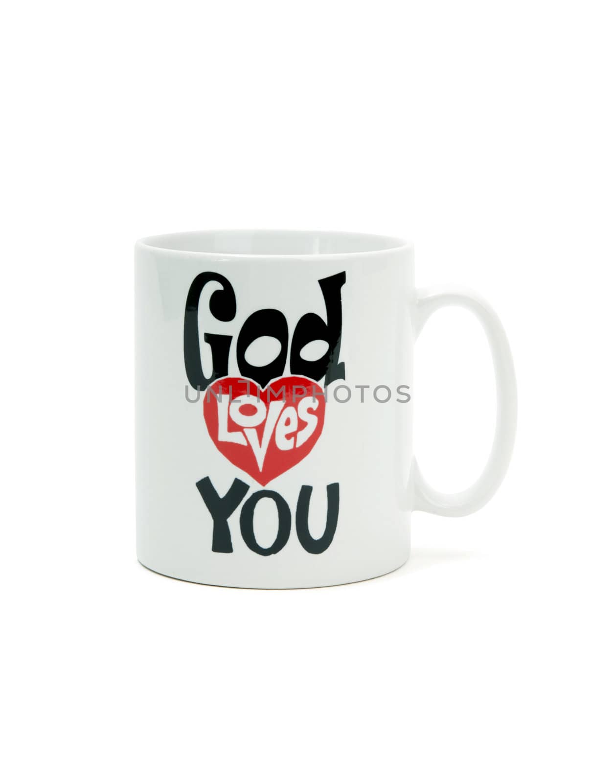 Coffee mug with God loves you message