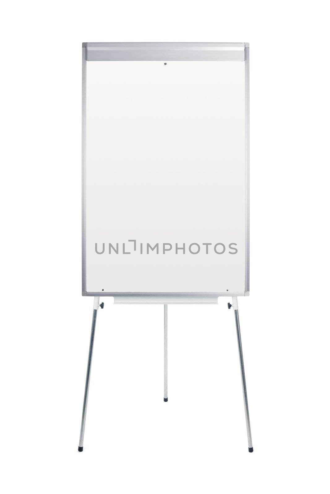 Blank whiteboard and flipchart isolated on white - insert own message
