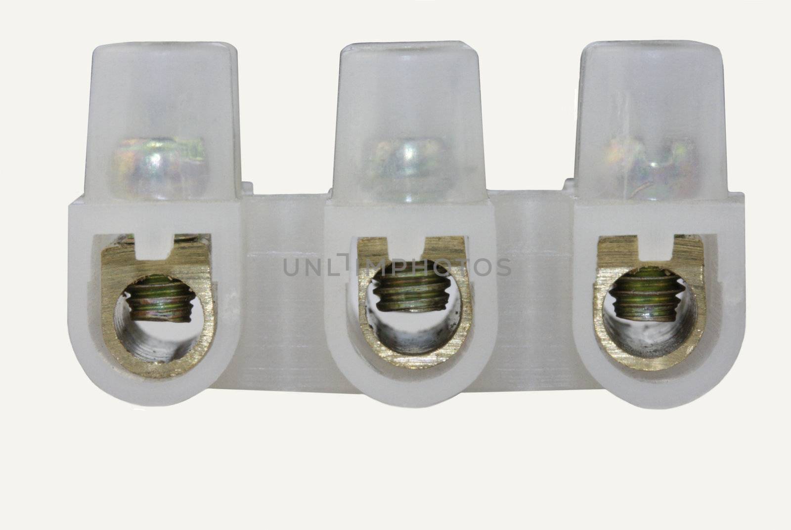 Electrical cable connectors terminal block for the joining of electrical cables UK Isolated on white background