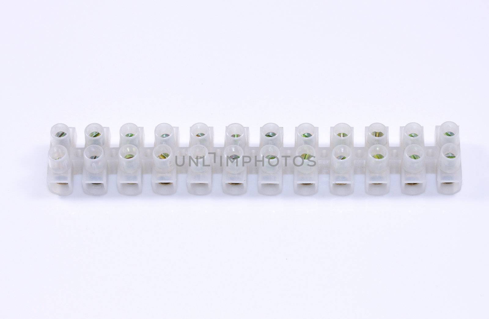 Electrical cable connectors terminal block for the joining of electrical cables UK Isolated on white background