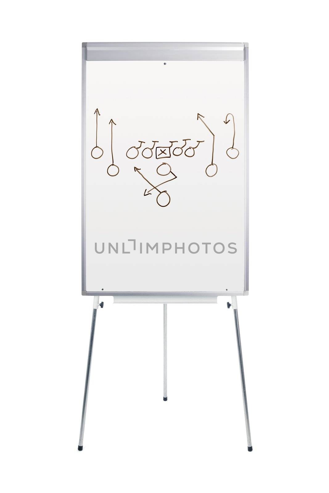 Whiteboard with football play isolated on white