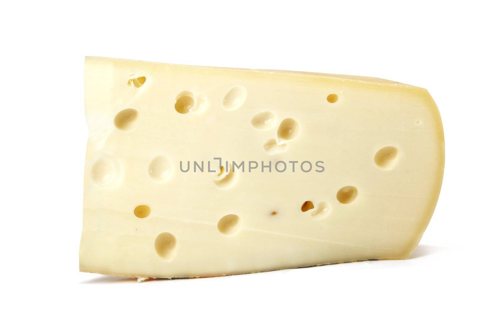 Piece of cheese isolated on white background - Large XXL file shot in studio with a 21 megapixel camera