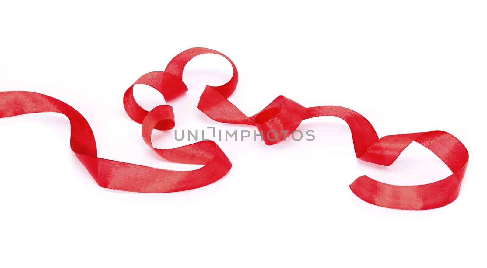 Red ribbon isolated on white background
