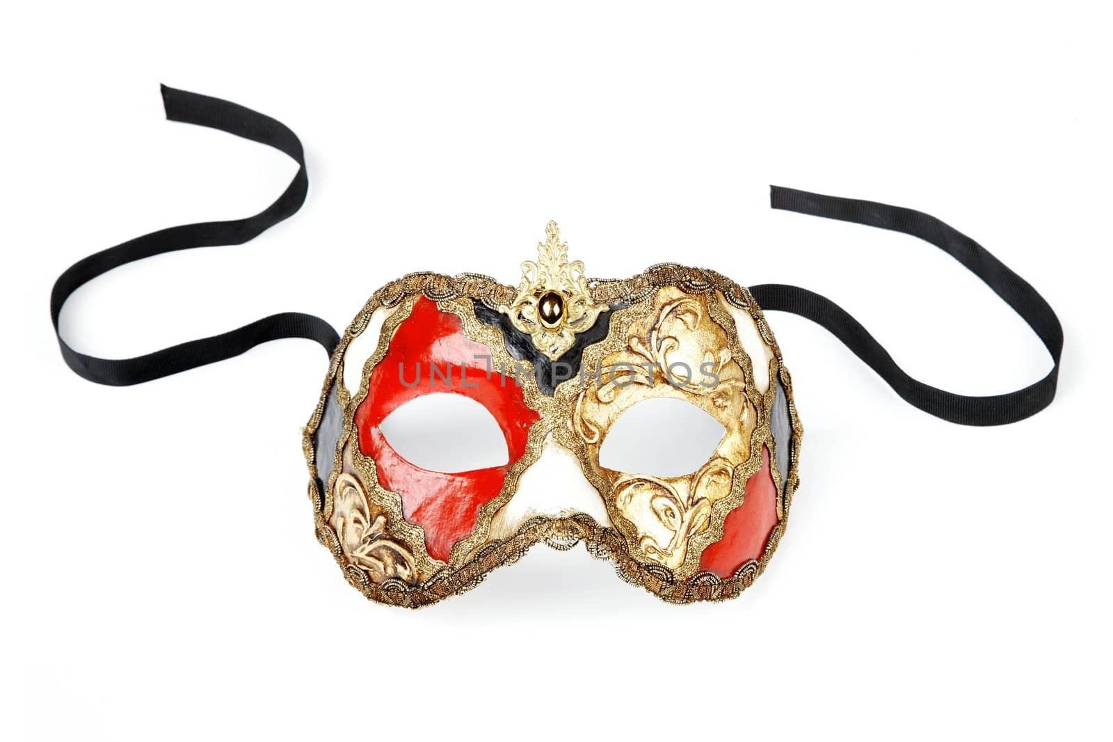 Decorative venetian carnival mask isolated on white background