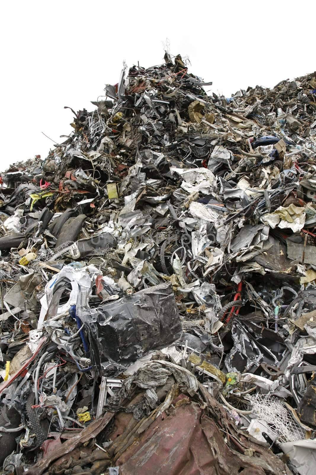 Massive pile of garbage isolated on white background - large XXL file