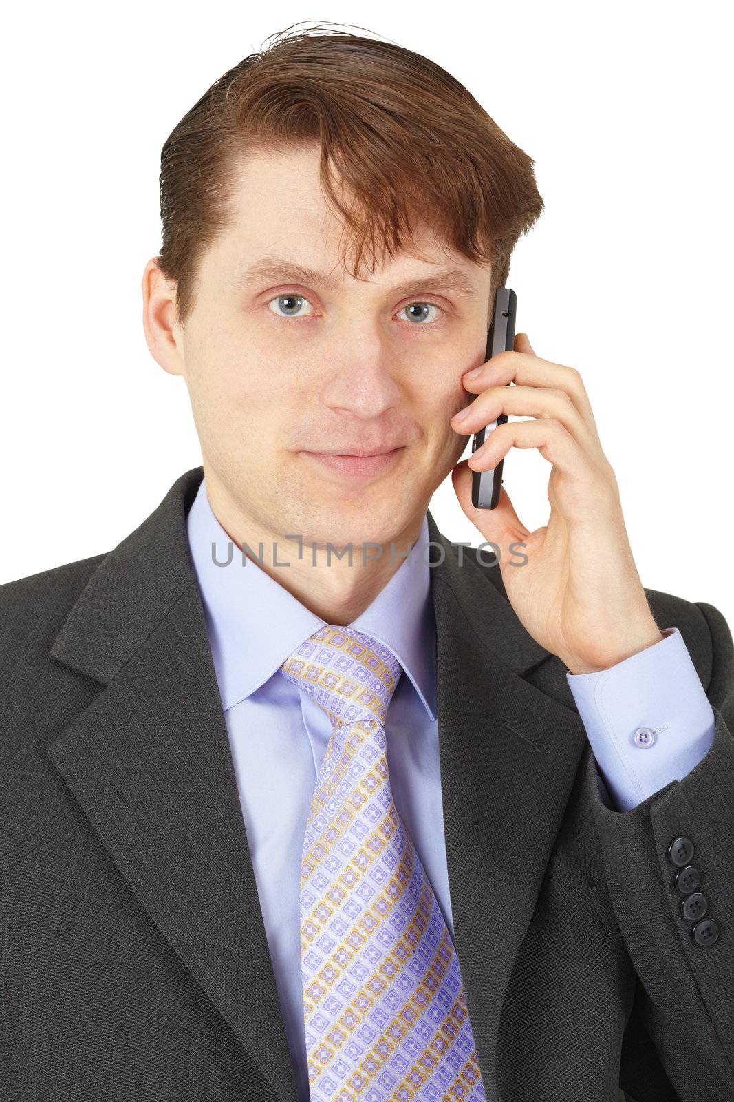 Man in business suit talking on the phone