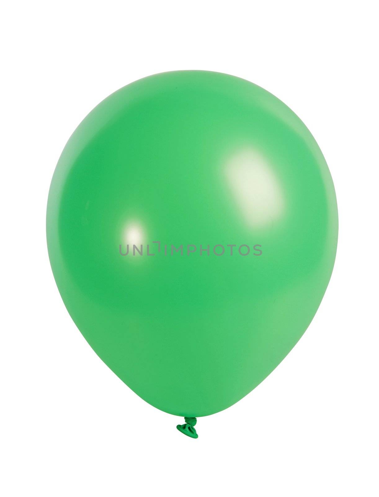 Studio shot of a green balloon isolated on white background - XXL file shot with a high resolution camera (21 megapixel)