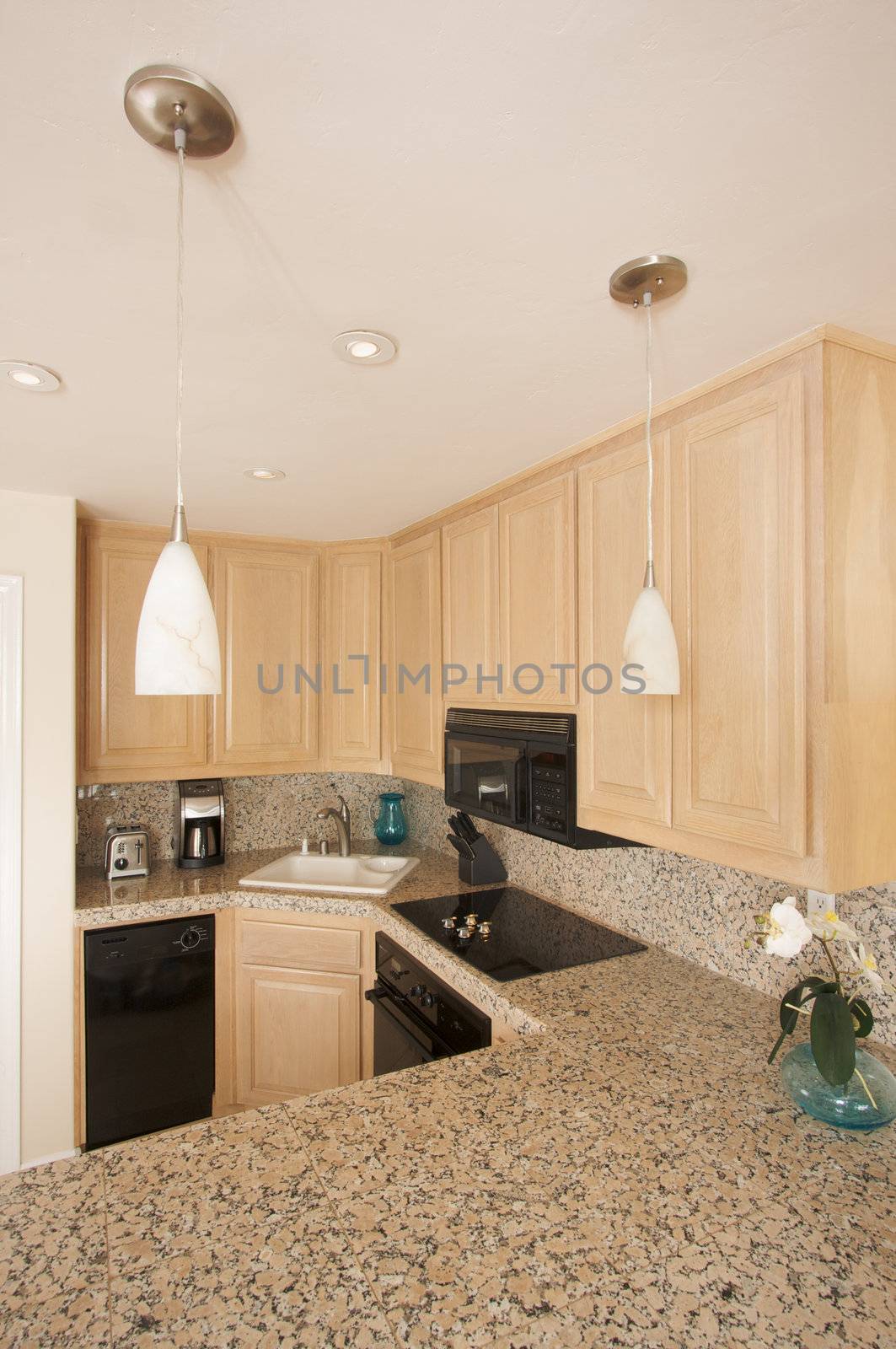 Modern Kitchen Interior with Marble Countertop.