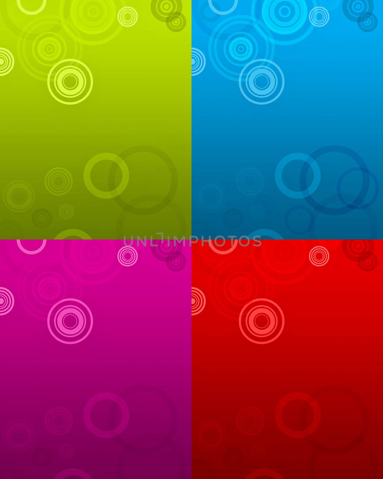 4 Variations of a Colorful Circles Illustration