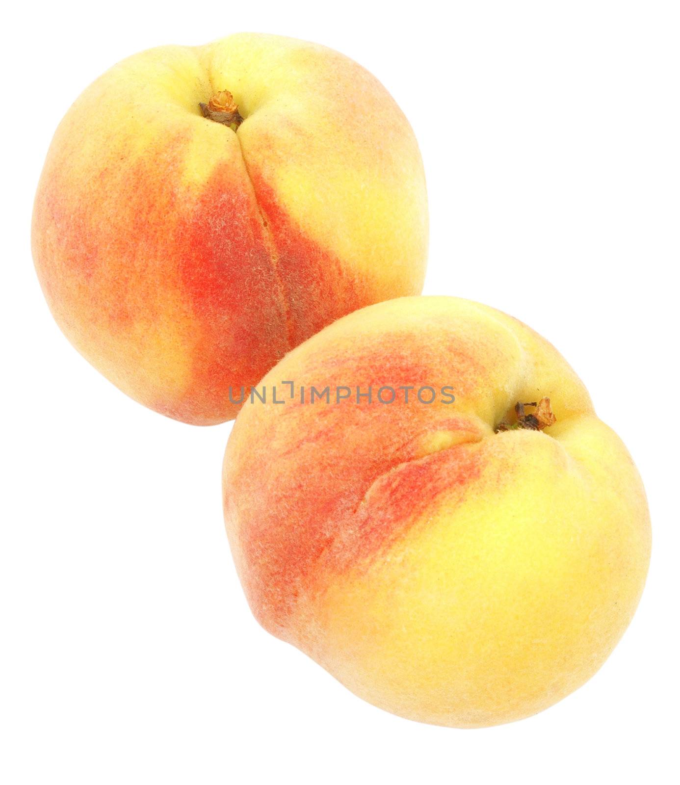 Nice fresh peaches isolated over white with clipping path                 