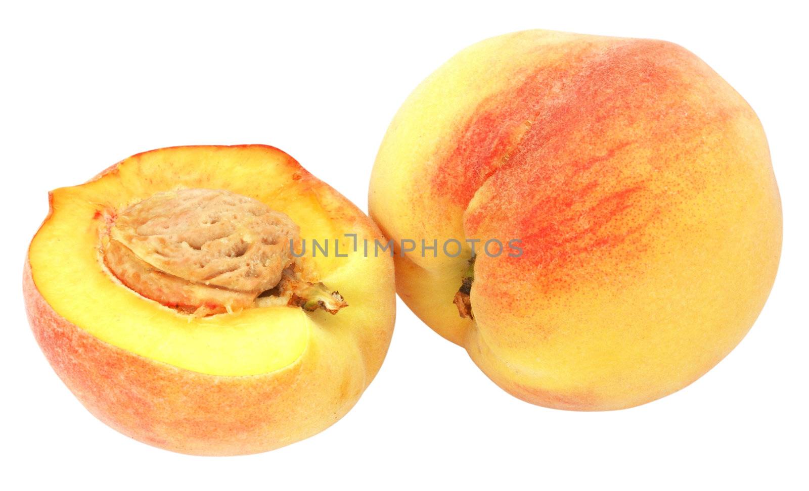 Nice fresh peach isolated over white with clipping path             