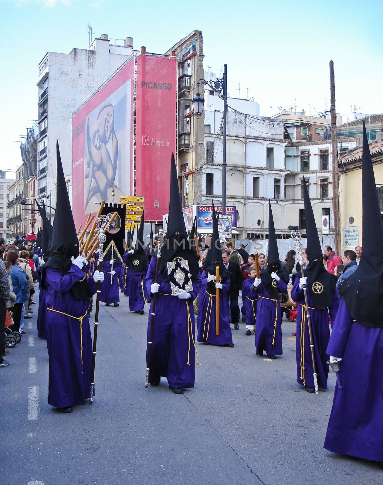 MALAGA, SPAIN - APRIL 5 : Semana Santa (Holy Week) Procession in the streets on April 4, 2008 in Malaga