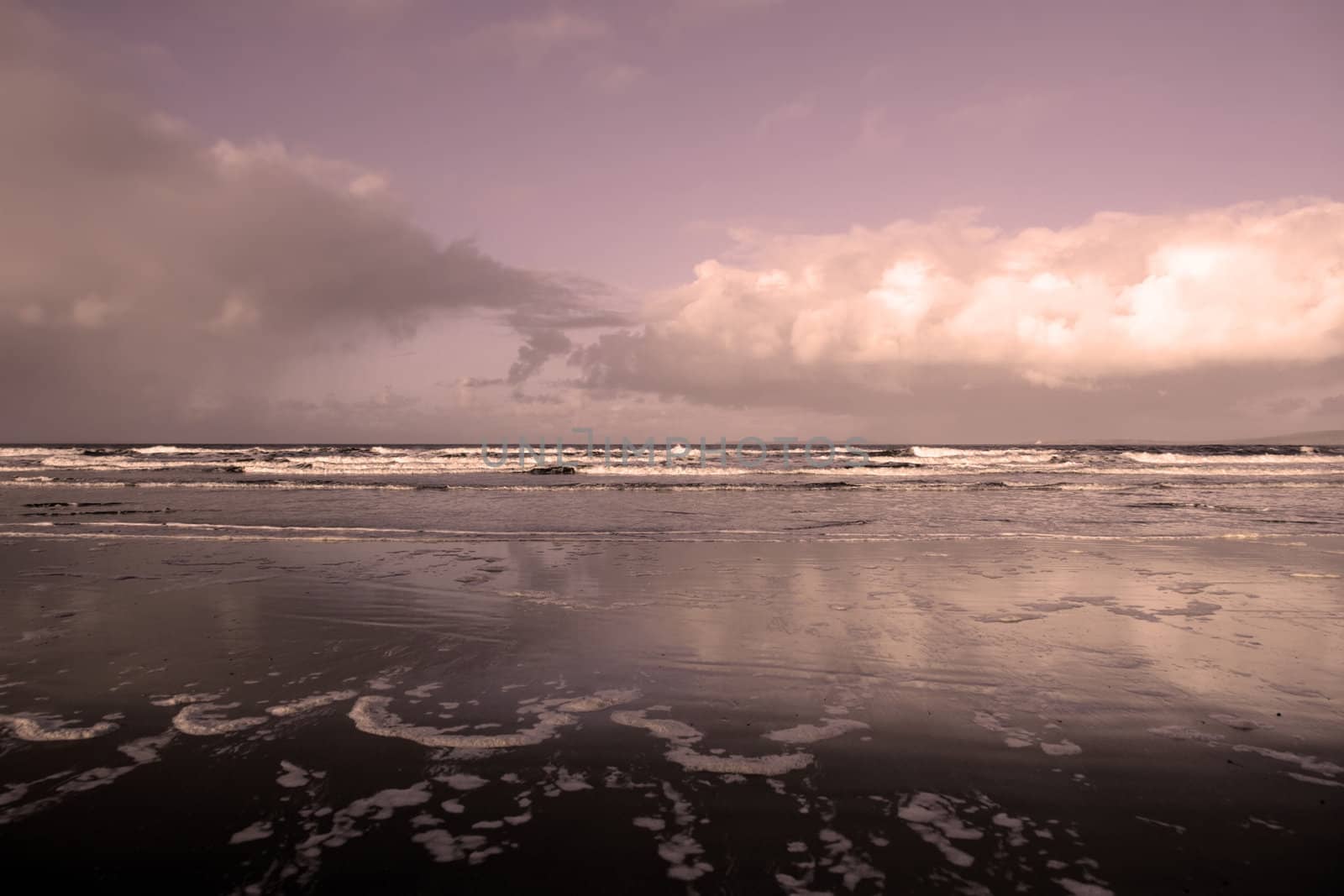 sweeping spraying waves after a storm of the west coast of ireland