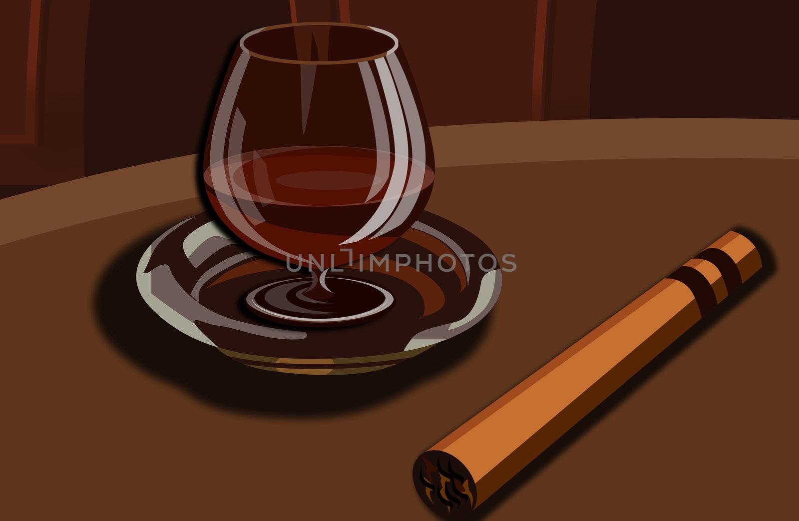 It is a tasty cup of cognac with a cigar