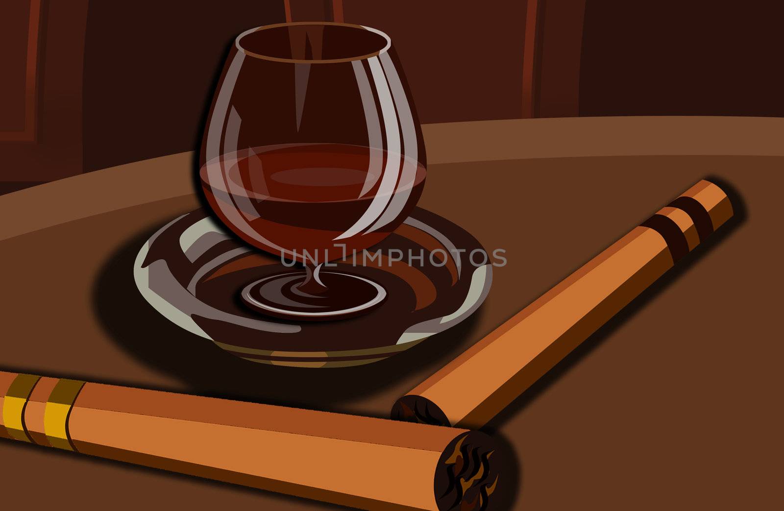 It is a tasty cup of cognac with a cigar