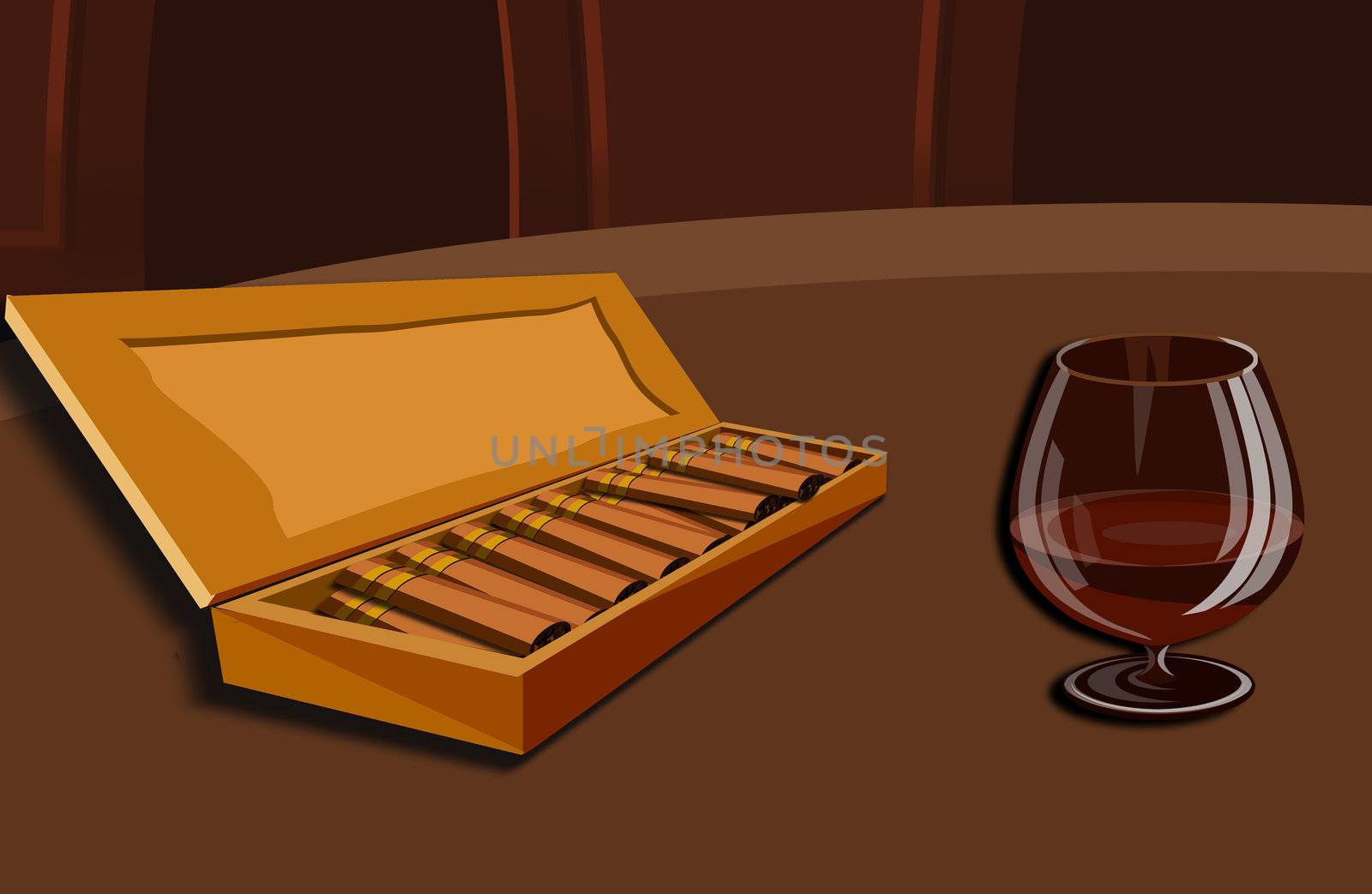 It is a tasty cup of cognac with a cigar