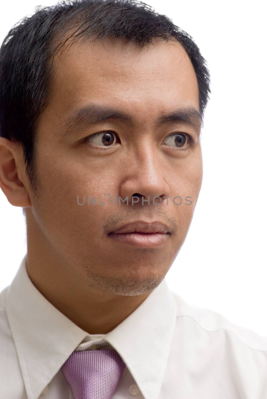 Success business man of Asian portrait on white background.