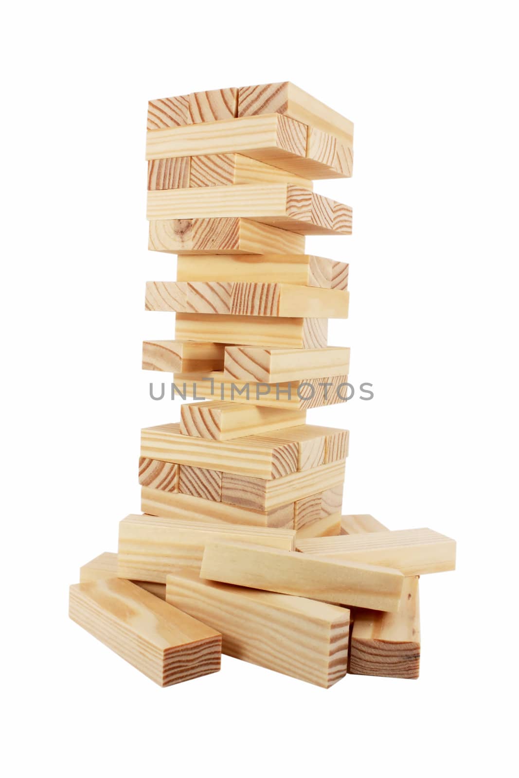 Wood bricks a child game, isolated on white
