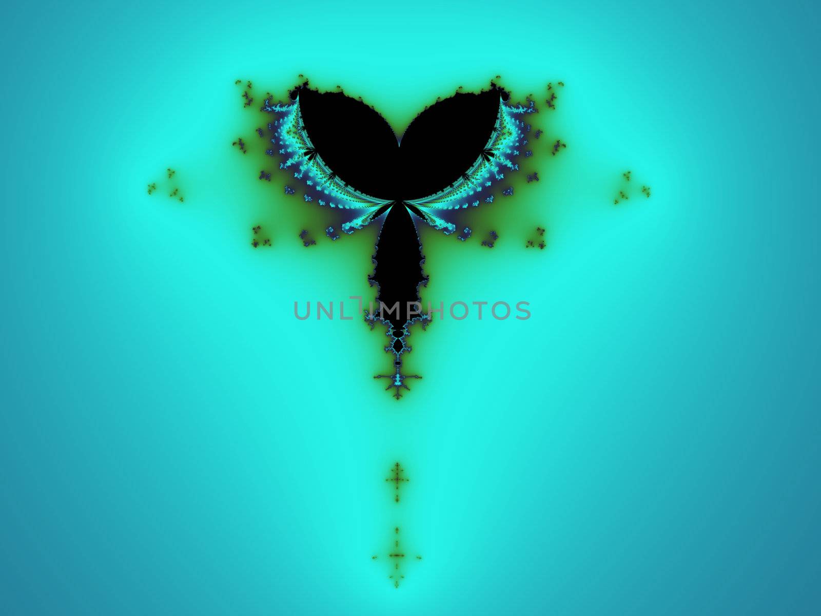 Abstract, mostly blue and black colour fractal, background