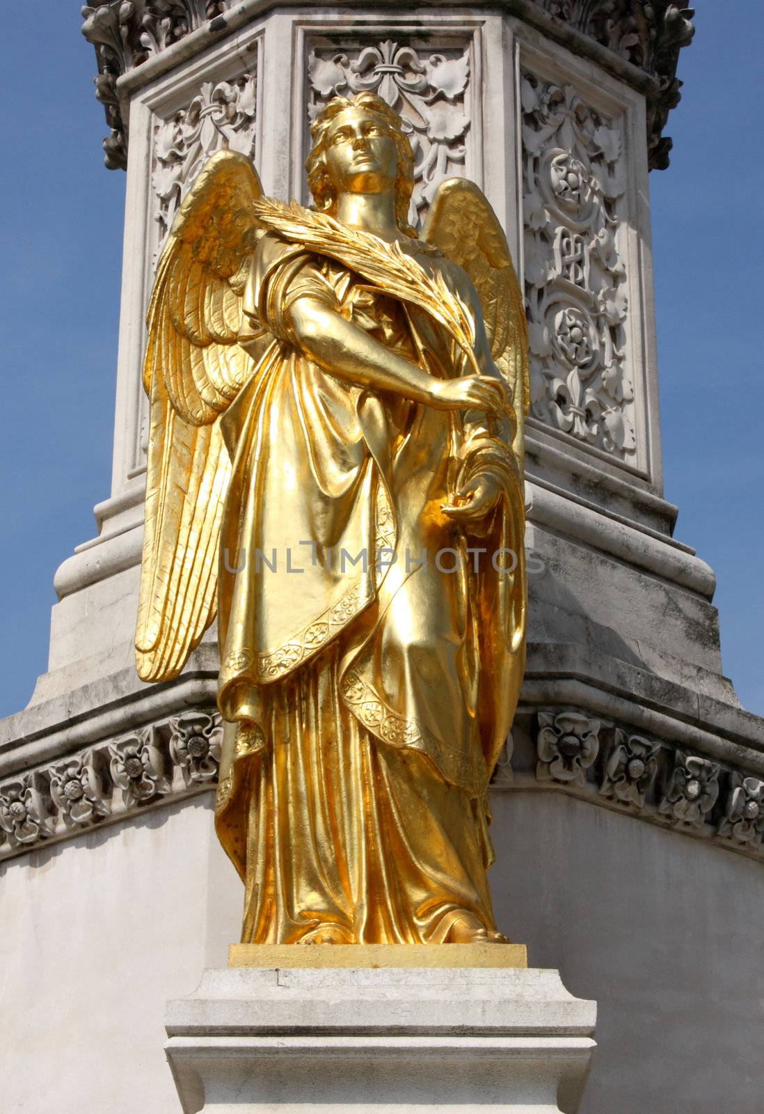 Golden statue of angel2 near Cathedral of Virgin Mary, Zagreb, Croatia