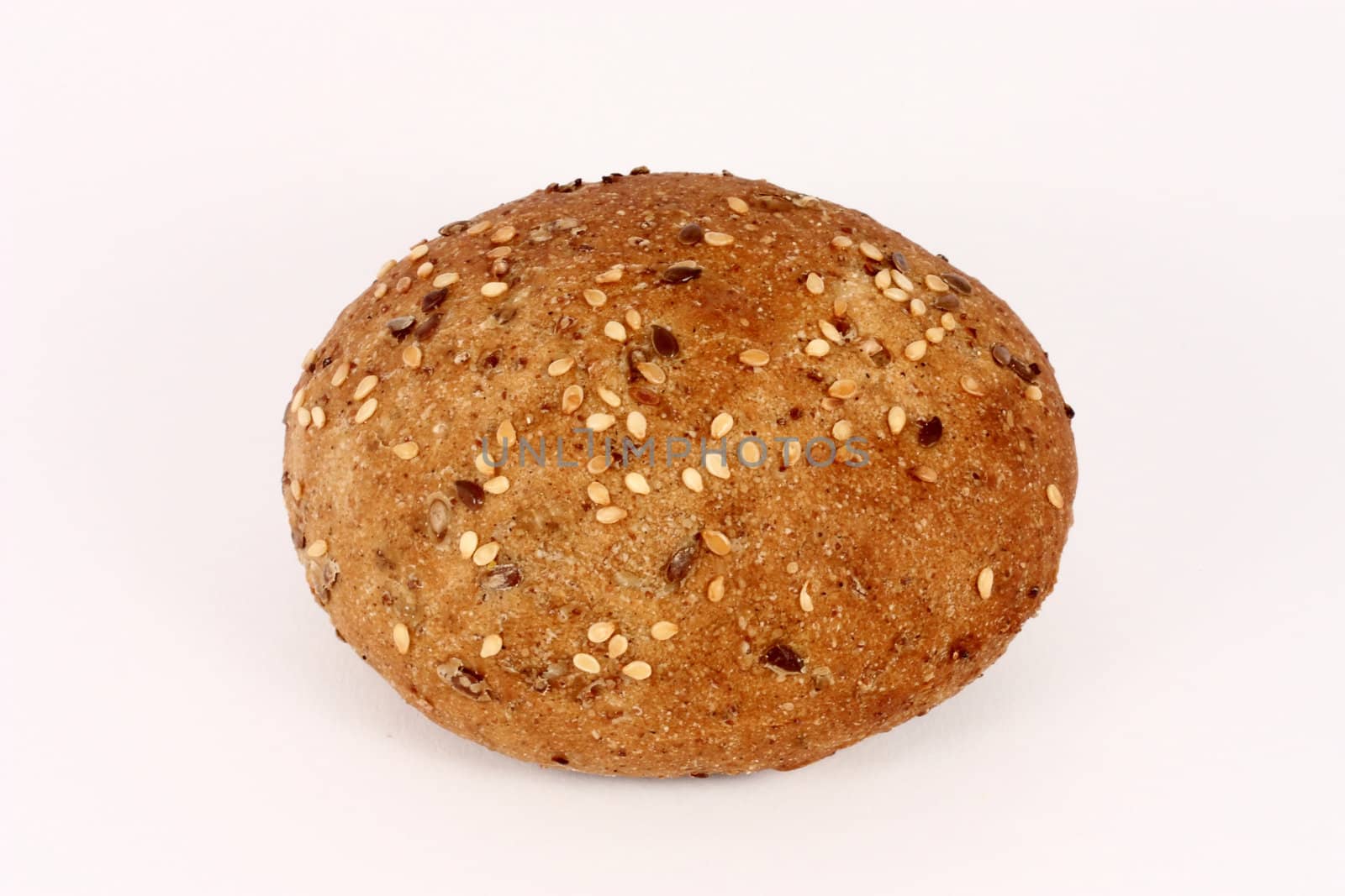 Fresh pastry with flax and sesame seeds, isolated