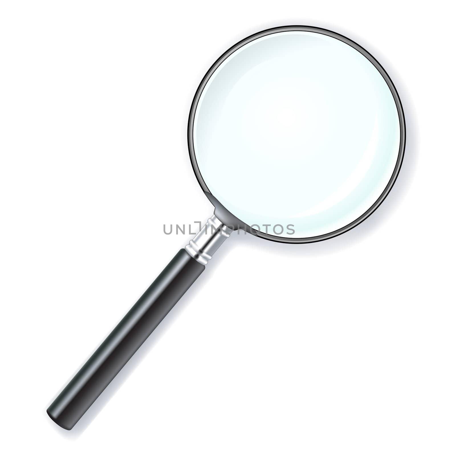 illustration of a magnifying lens over white background