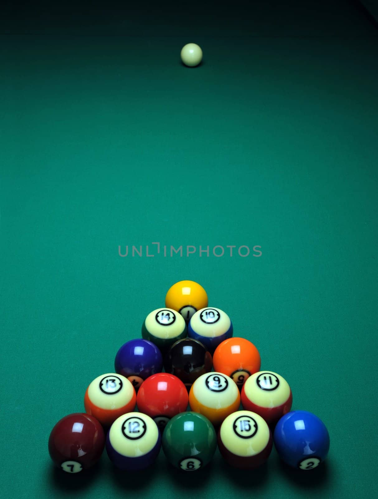 Balls on a pool (billard) table before play