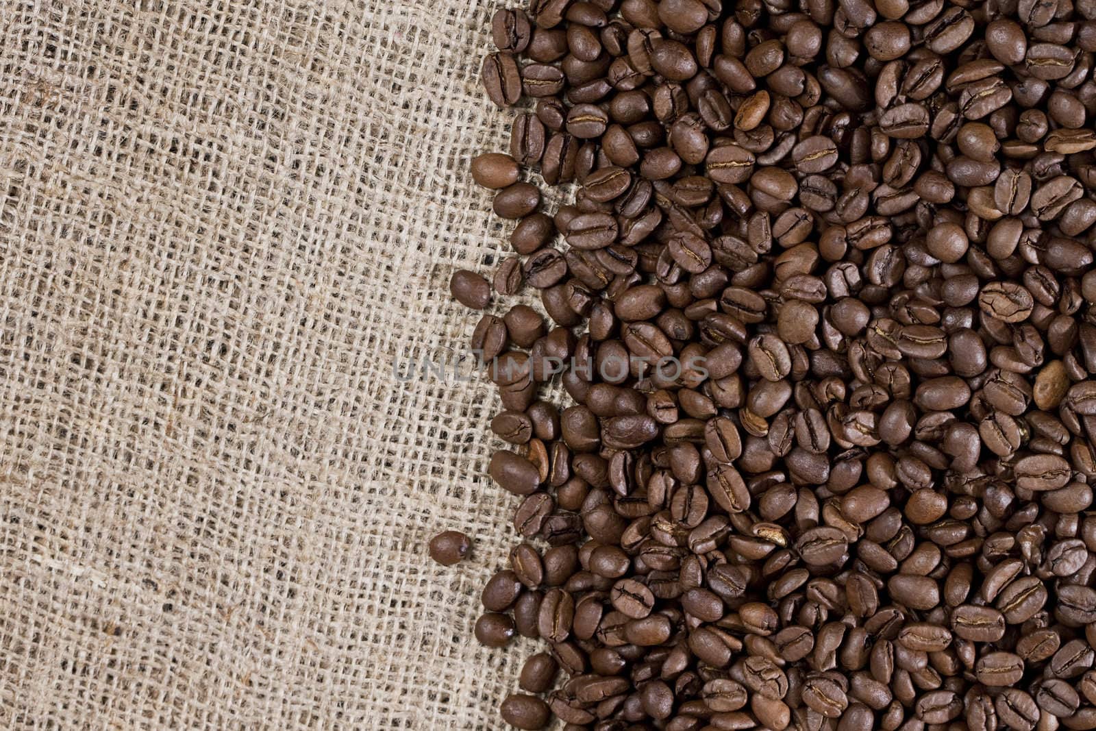 Background image of coffee beans and canvas