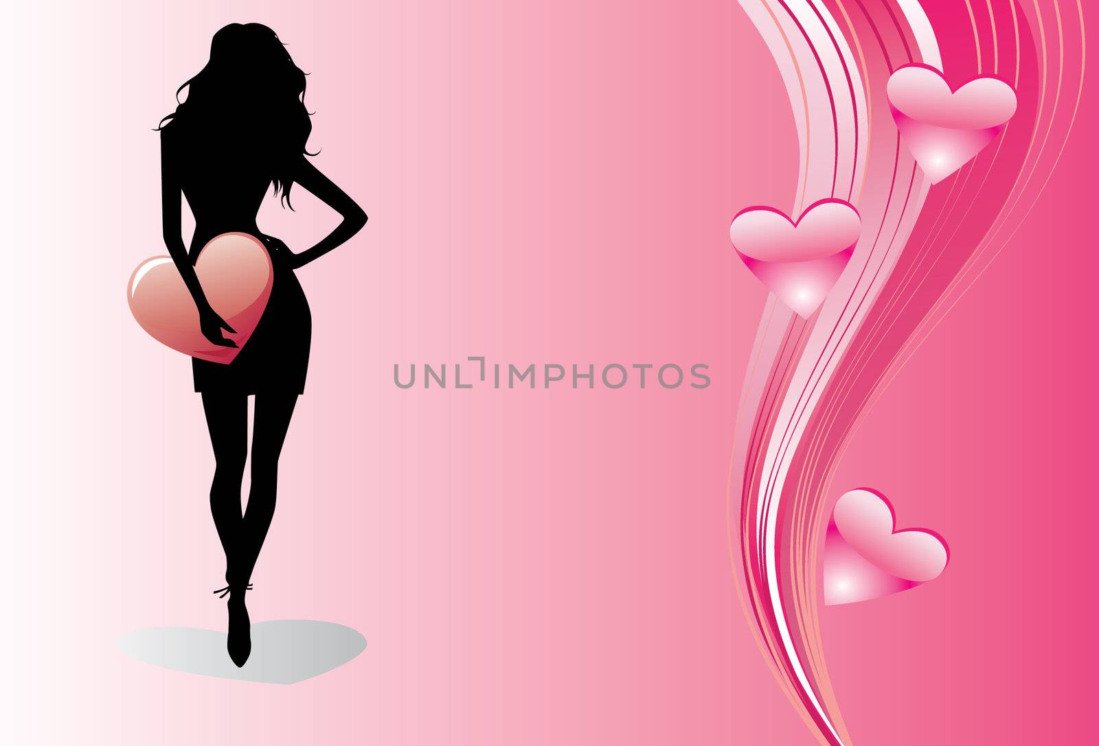 Romantic picture with a sexy girl and pink background