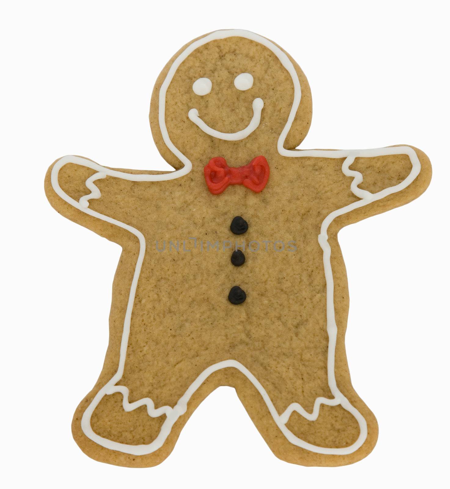 Gingerbread man isolated against a white background