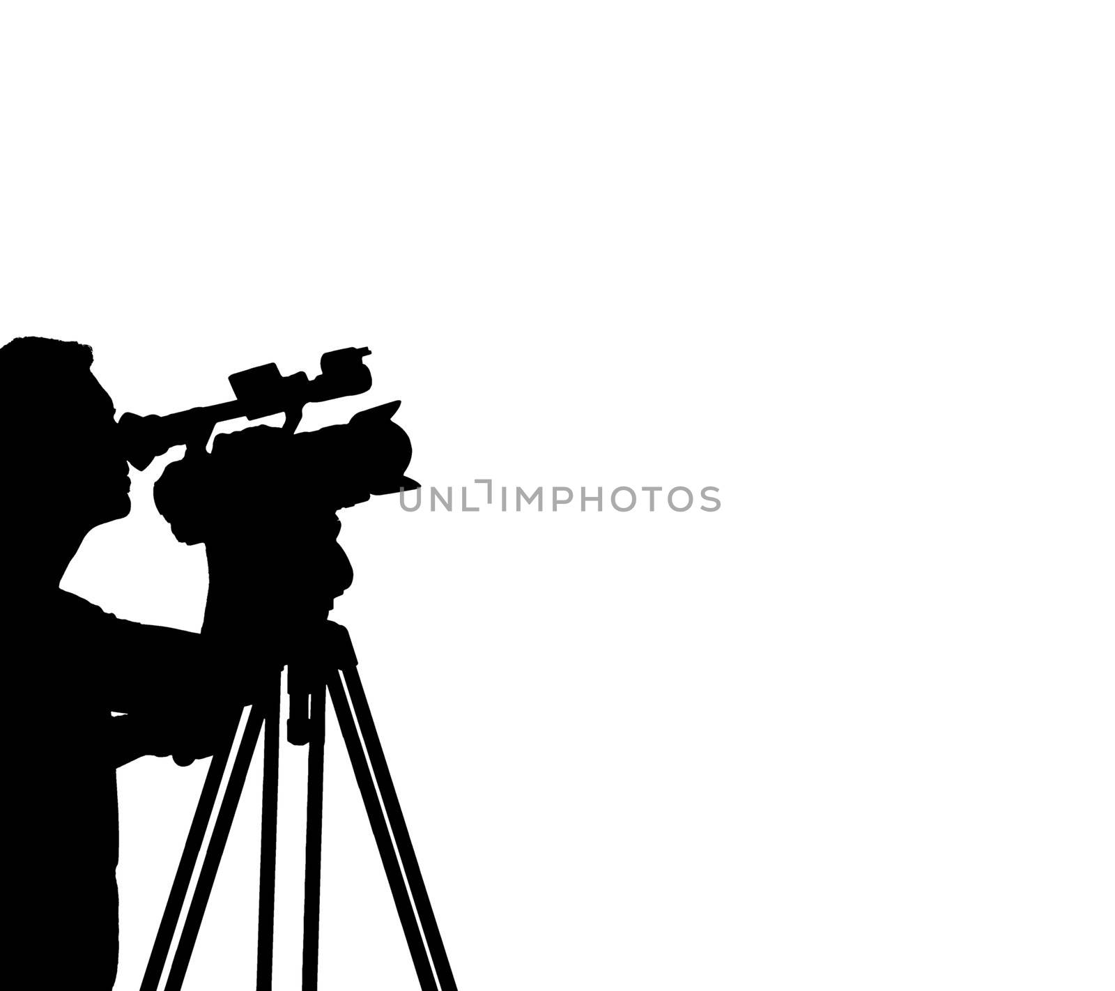 Silhouette of a Cameraman Filming