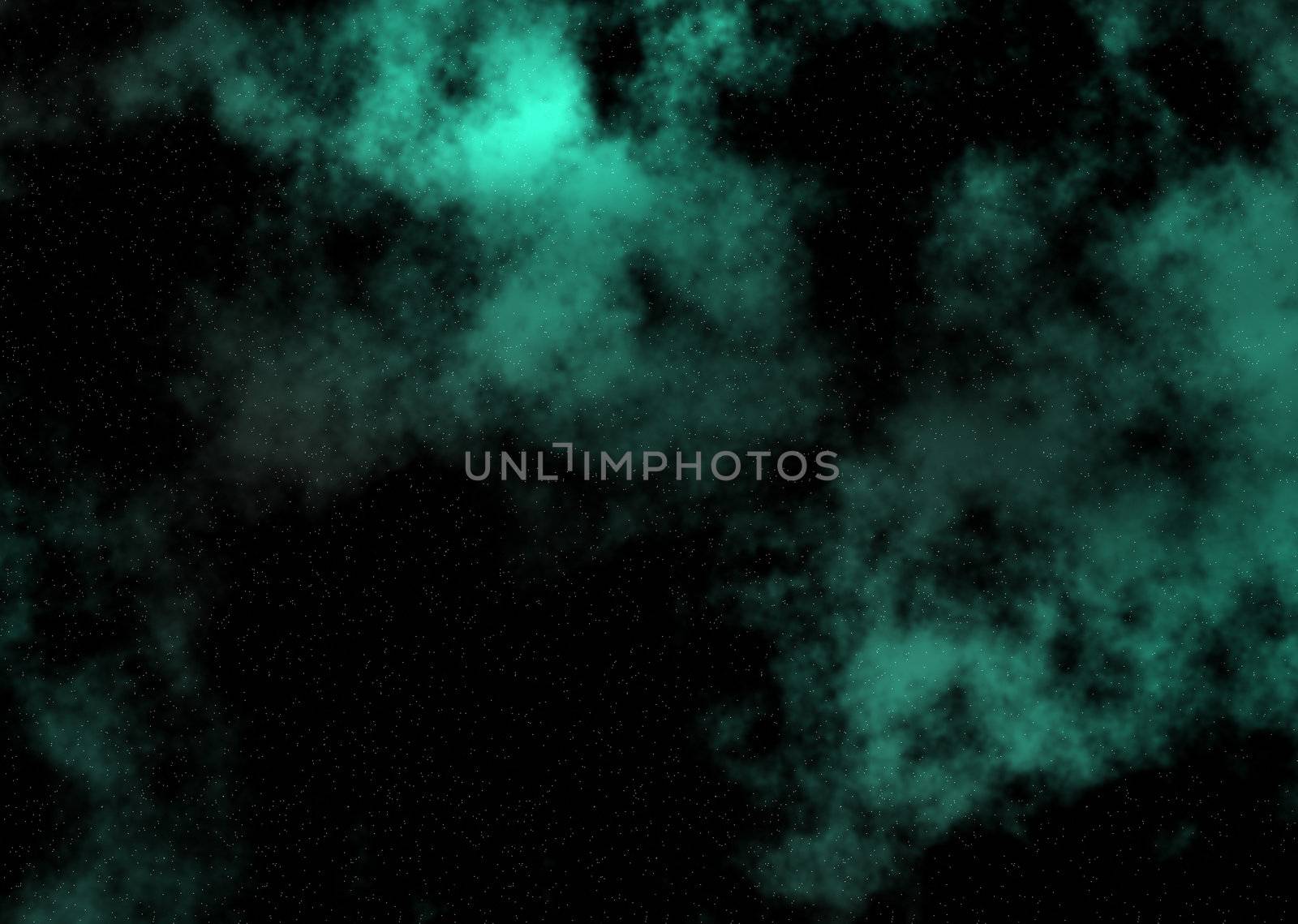 Space background image with jade clouds drifting across the sky