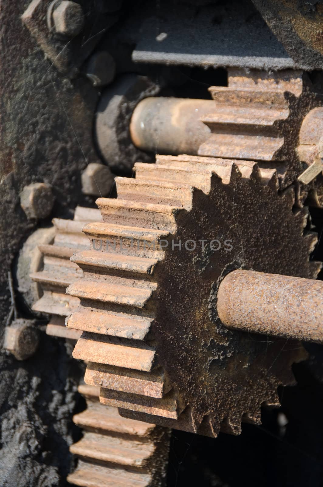 Close up of some old rusty gears and cogs