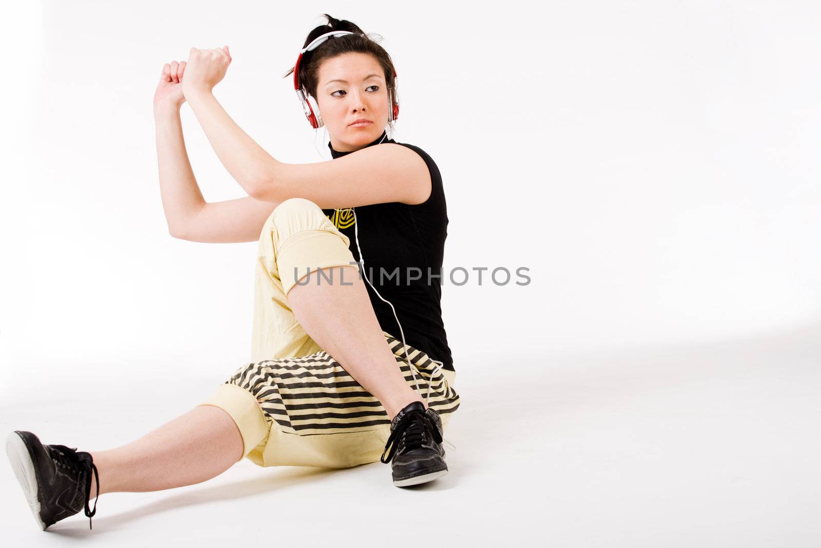 Young girl enjoying the music and dance on it