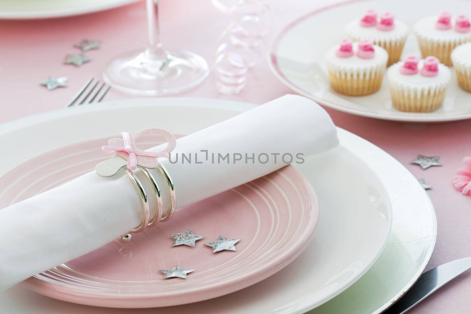 Table setting for a baby shower