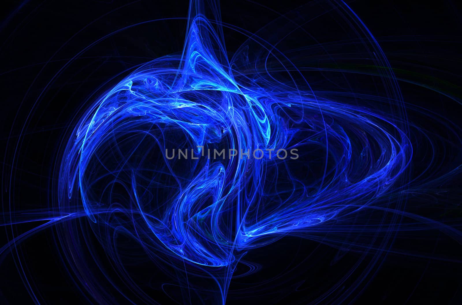 An blue energy  fractal on a black background