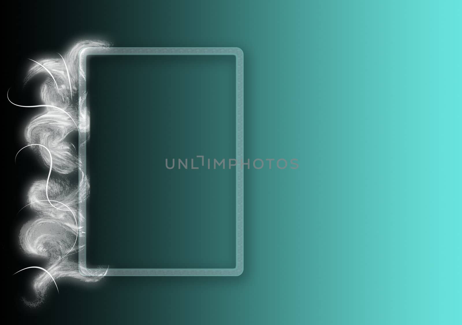 background with frame, drawing fantasy faded green and white background