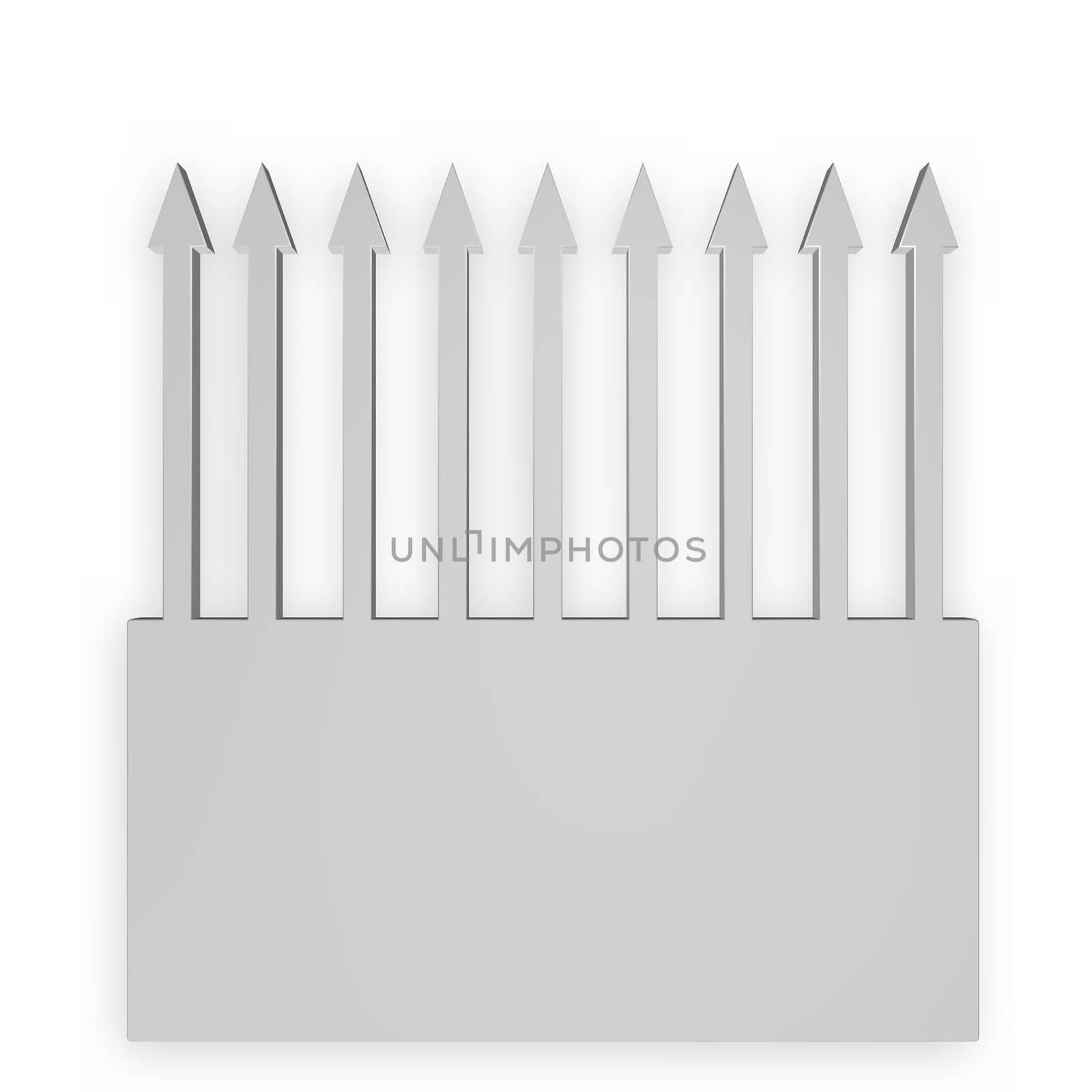 arrows upward on white background - 3d illustration