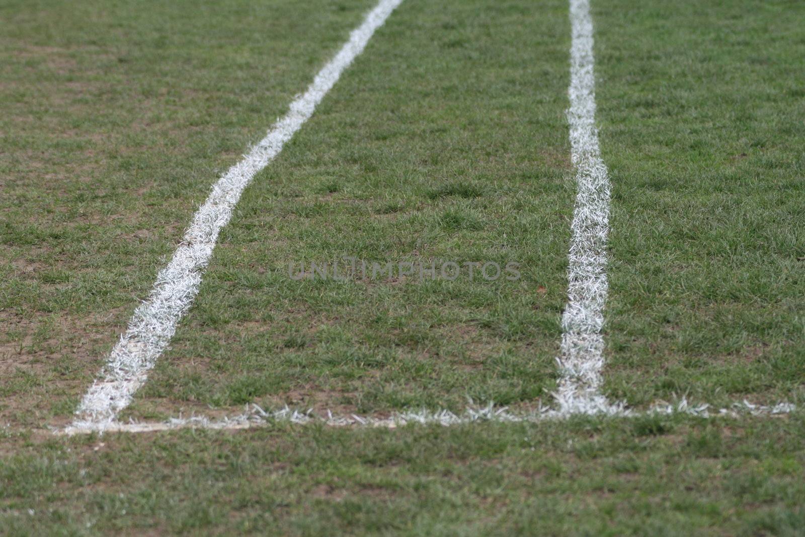 white sporting lines on grass