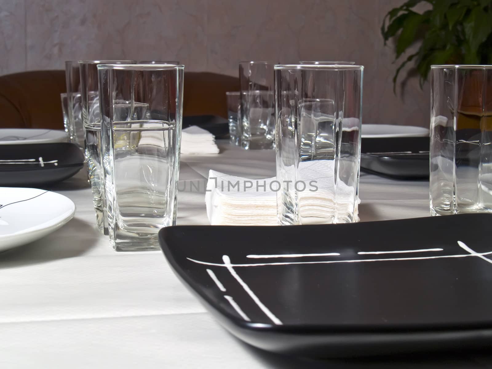 A place setting preparing for dinner