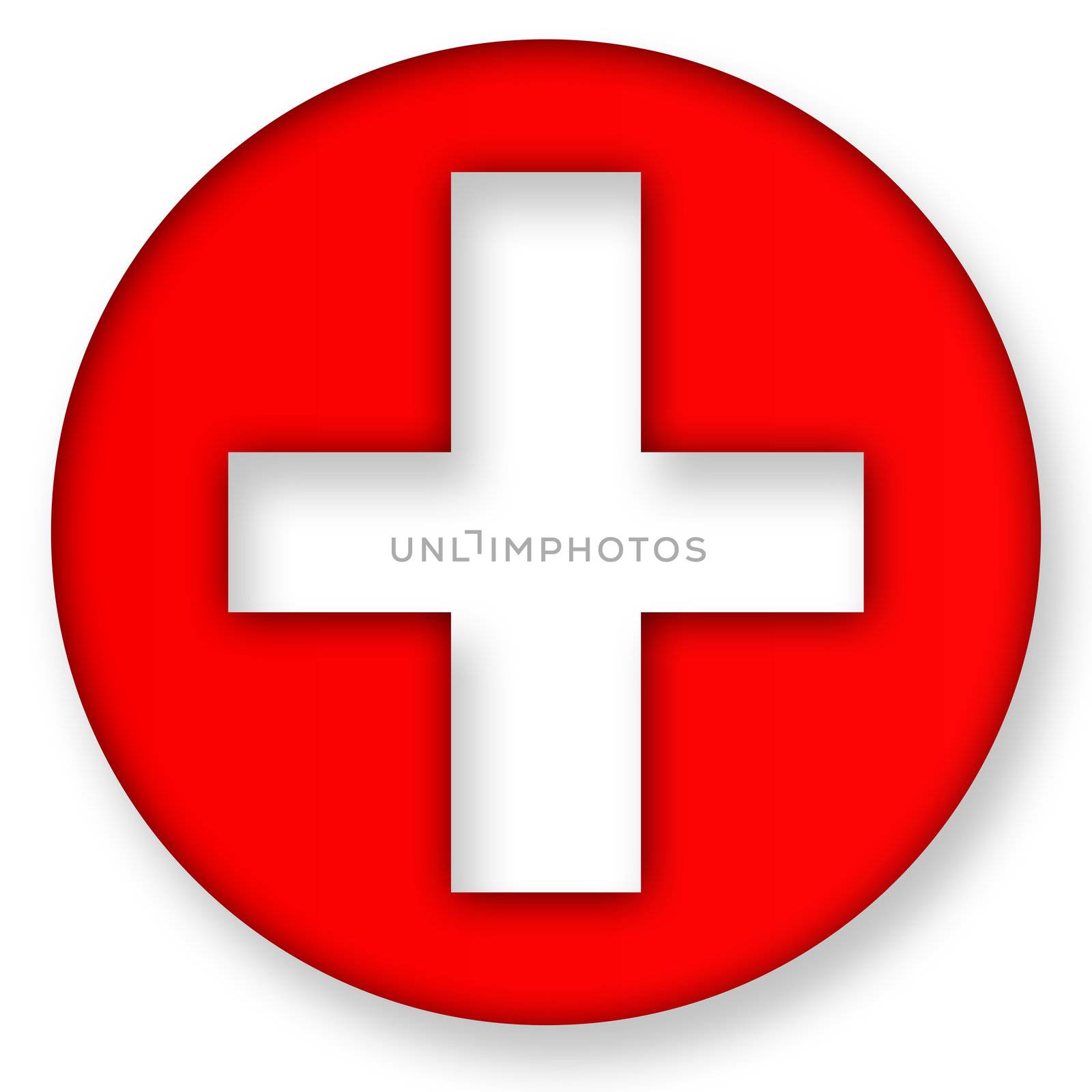 First Aid Red Symbol over White Background